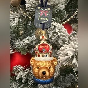 Harrods London Crowned Bear Christmas Ornament